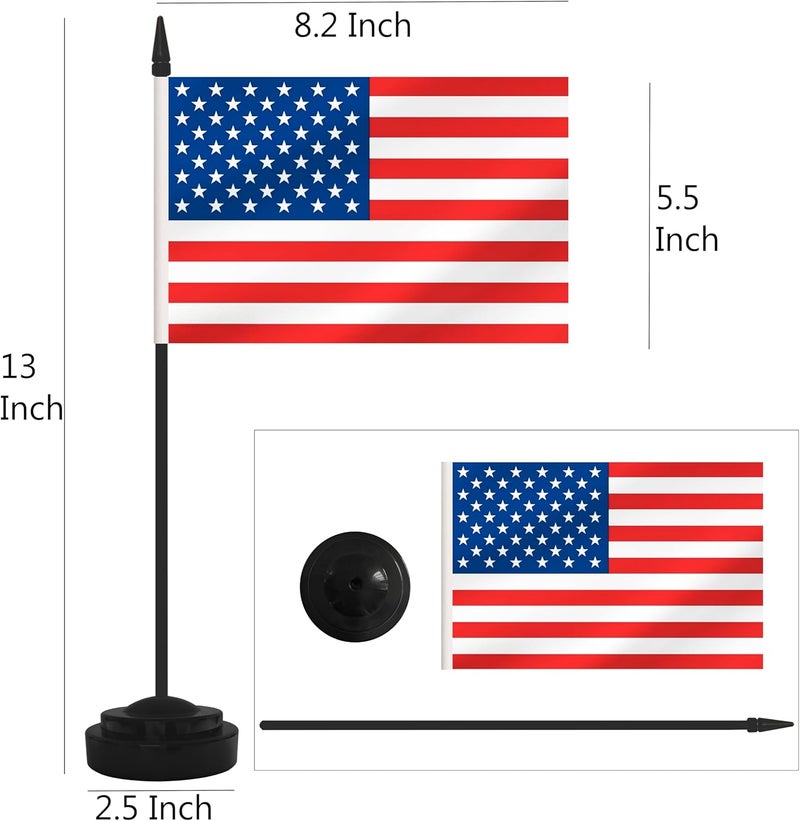 Yamiuo 2 Pack USA Desk Flag Set, American Desktop Small Miniature Table Office Flag with 12" Black Pole and Black Base, Offices, Classroom, Home, Festival Decoration (USA) - Image 2
